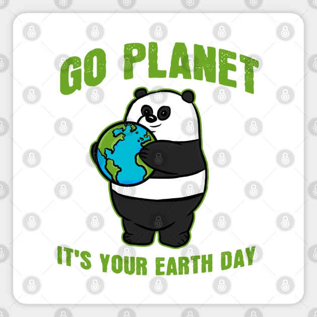 Go Planet It's Your Earth Day Panda Bear Magnet by RoserinArt